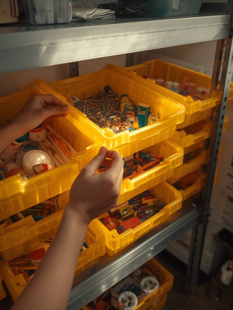 storage bins in action